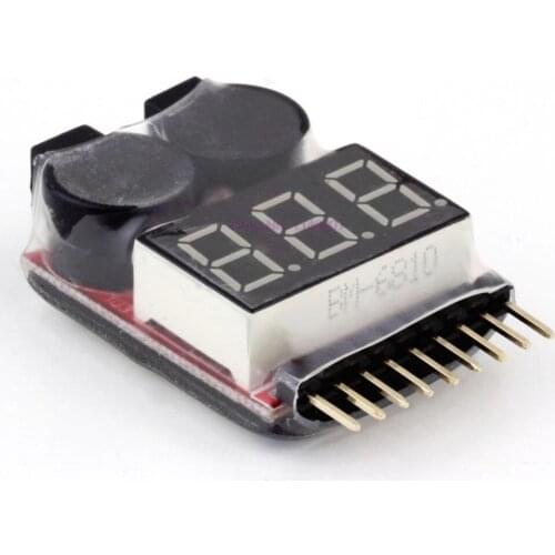 100pcs 1-8S Lipo/Li-ion/Fe Battery Voltage Tester Low Voltage Buzzer Alarm Checker For Vehicles & Remote Control Toys