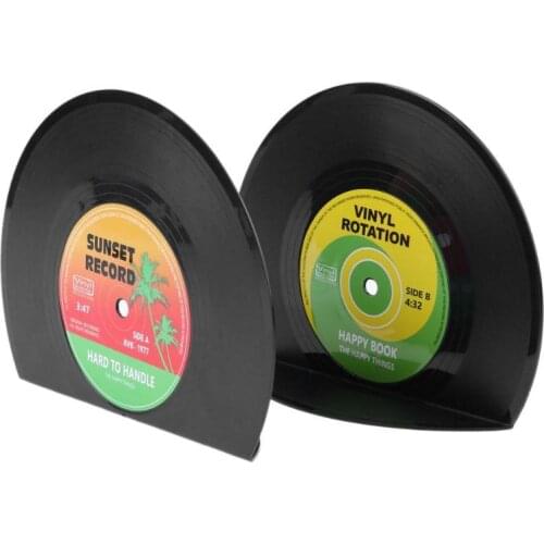 2pcs Creative Vinyl Record Shaped Book Shelves Holders School Office Gifts Stand Retro Style Desktop Shelf School Office Supplie