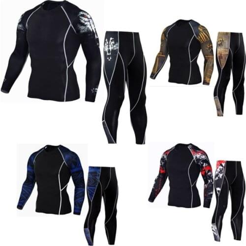 2017 18 Musical Mens Tight Top Shirt Long Sleeve 3D Print Rashguard Fitness Bottom Weight Lifting Mens Tops Set