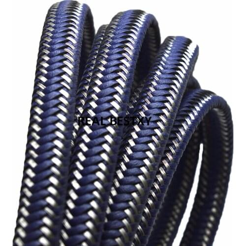 5m/lot approx: 12*6mm blue Leather Cord steel wire cord For DIY Men Bracelet Jewelry Making Flat Braid Cord Accessories Findings