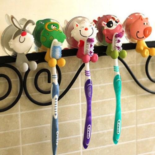 Bathroom Accessories Creative Cute Cartoon Seamless Strong Suction Cup Toothpaste Toothbrush Holder 5 Styles Optional