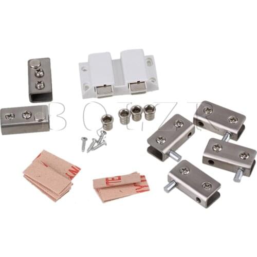 BQLZR Pair Double Door Set Glass Door Pivot Hinge Set Door Strike