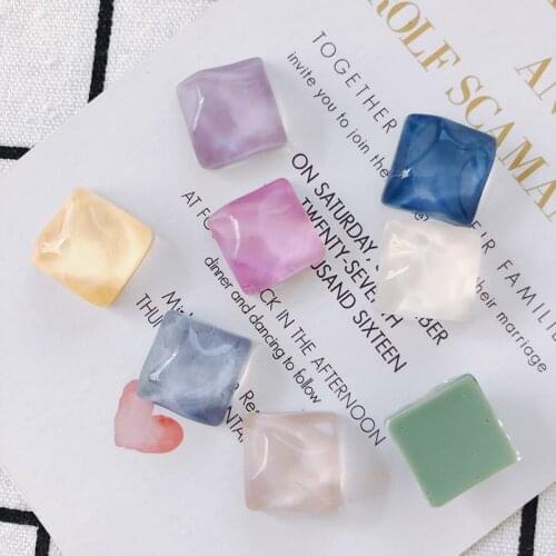 10Pcs 16*16MM Irregular Square Resin Water Ripple Beads For DIY Making Earrings Necklace Charm Jewelry Accessories