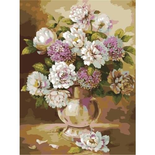 Flower Vase Pre-Printed 11CT Cross-Stitch Full Kit DIY Embroidery DMC Threads Painting Hobby Sewing Needlework Package