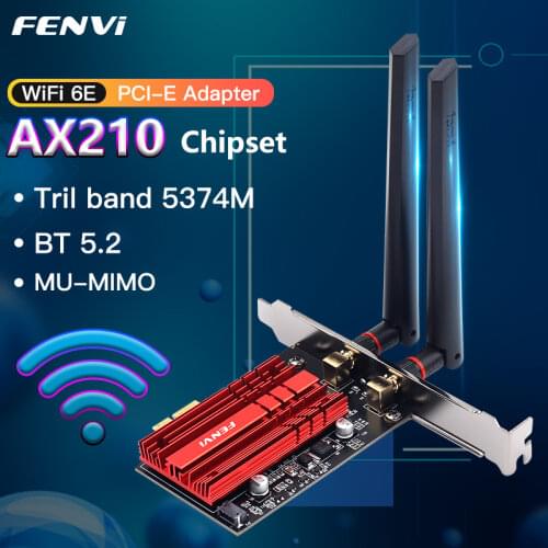 Fenvi Wi-Fi 6E 802.11AX Wireless PCIe WiFi Adapter 3000Mbps 2.4G/5G/6Ghz AX210NGW Desktop PC Intel AX210 Card For Bluetooth 5.2