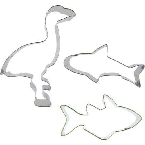 Flamingo, Shark, Freshwater fish shaped 3 piece biscuit cutting molds, baking tools, cake decorating soft candy tools