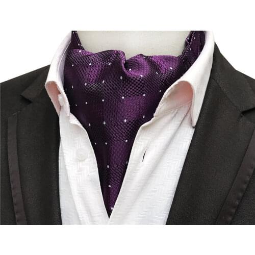 Stylish Mens Ascot Purple with White Dot Unique Cravat Neck Ties