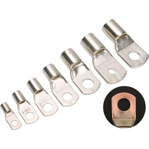 5pcs SC Type Wire Nose Terminal SC6 SC10 SC16 Bare Copper Battery Block Lugs Hole ID 6mm 8mm 10mm Crimp DTGA Cable End Connector