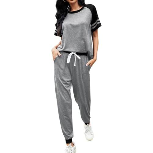 Summer Tracksuits Women Casual Two Pieces Set Leisure Outfits Fashion Striped Short Sleeve T-shirt Pants Suits Sportwear Suits