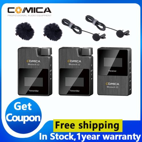 COMICA boomx-d D1 D2 2.4Gcyfrowy bezprzewodowy System mikrofonowy Mini klapa mikrofonu Clip-on mikrofon Boom xd do aparatów dslr