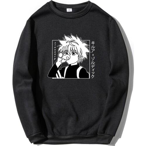 Cute Mens Hoodies Hunter X Hunter Men Women crewneck Pullovers Sweatshirts Killua Zoldyck Hisoka 90s Anime print Streetwear Tops