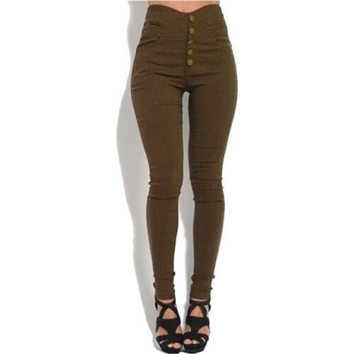 Fashionable high-waisted Jeans 2020 New slim-fit Long Button womens Trousers Bodycon Bandage Tight Push Jeans