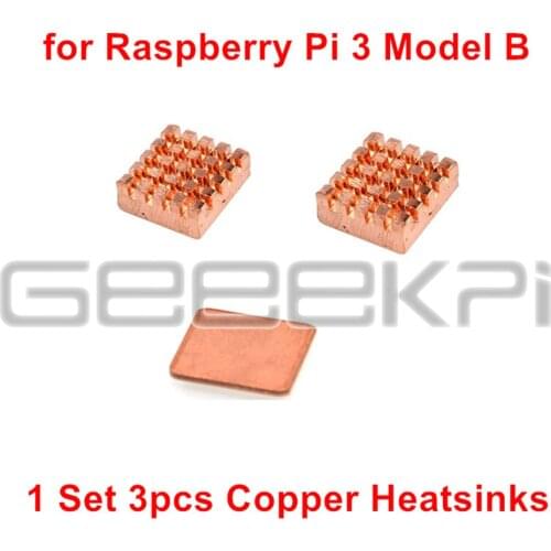 1 Set of 3 PCS Pure Copper Heat Sinks Heatsinks Cooling Kit for Raspberry Pi 3 Model B / Model B Plus B