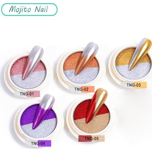 New Arrival Nail Dual Colors Solid Magic Mirror Powder Holographic Laser Nail Glitter TwoColors Titanium Powder Platter Nail Art