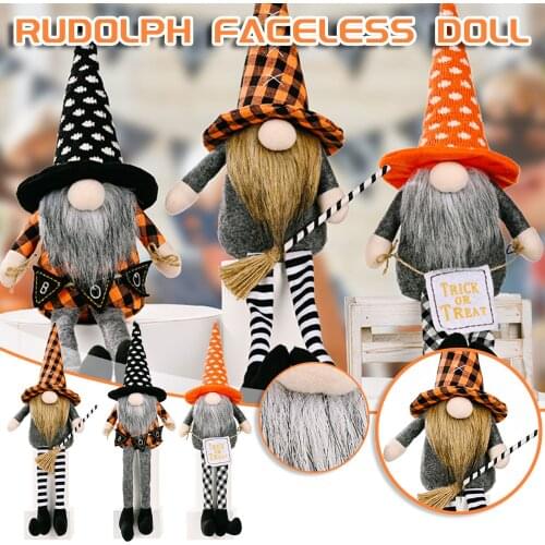 Long-legged Couple Rudolph Faceless Doll Gnome Plush Faceless Doll Black Orange Stripe Cute Dwarf Creative Holiday Decoration