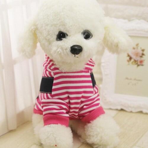Pet Sweatershirt Striped Two-legged Cotton Hooded Dog Blouse for Winter 강아지옷
