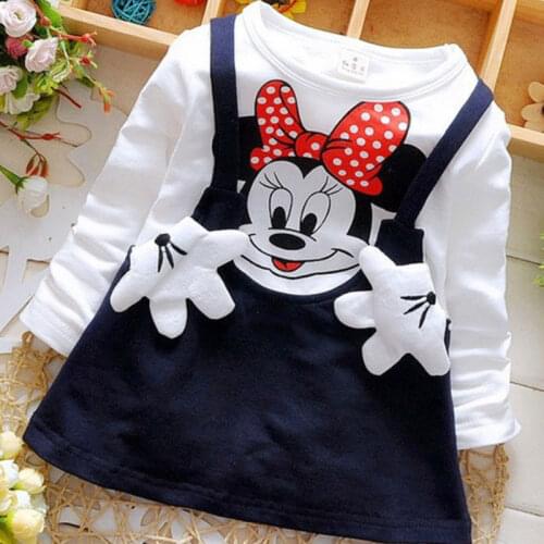 New Baby Girl Long-sleeved Cartoon Dress Childrens Clothing Childrens Wear Princess Dress Casual Wind 0 - 2 Years