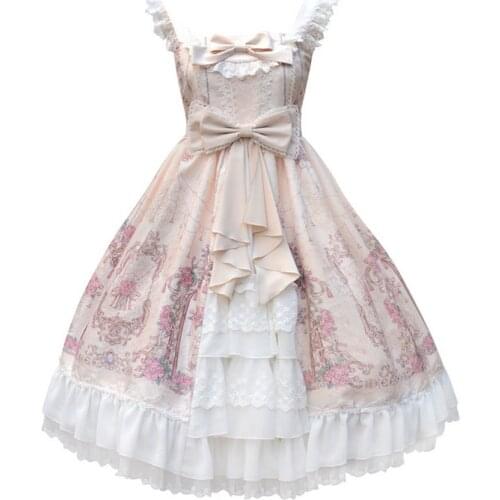 NONSAR Lolita Cardigan Dress JSK Elegant Court Sweet Girlfriends Women Dress Bow Flowers Blooming