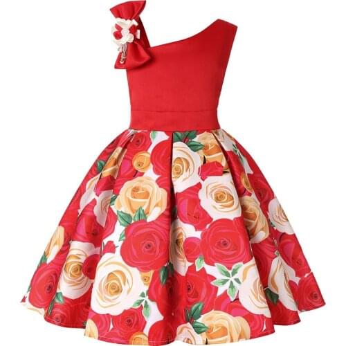 2019 New Baby Girl Printing Princess Dress For Wedding Party Kids Dresses Toddler Children Fashion Christmas Clothing 2-8y