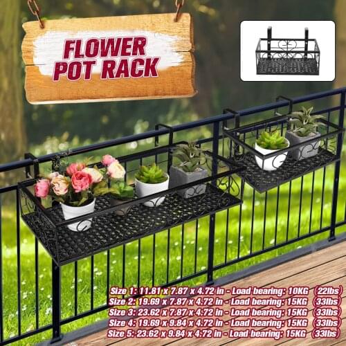 30/50/60cm Garden Hanging Flower Basket Plants Iron Rack Wall Fence Balcony Flower Pot Tray Garden Pot Planter Holder Decoration