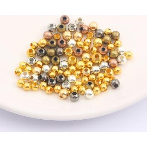 2.4/3.2/4/5/6/MM Gold Plated Iron Round Spacer Beads Handmade For DIY Jewelry Components Making Bracelet Accessories