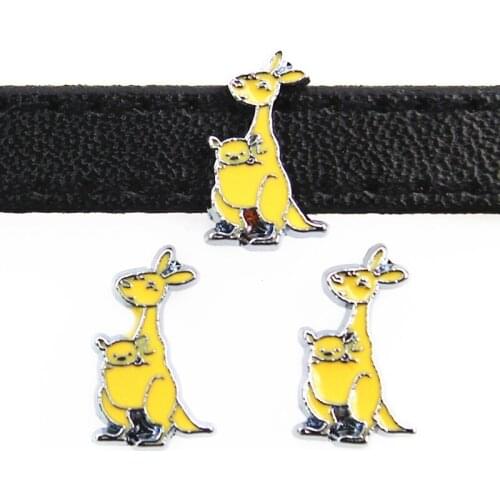 8mm Kangaroo Slide Charms Flat Hole Enamel Beads Keeper Fit 8mm Stainless Steel Mesh Bracelets DIY Jewelry Making