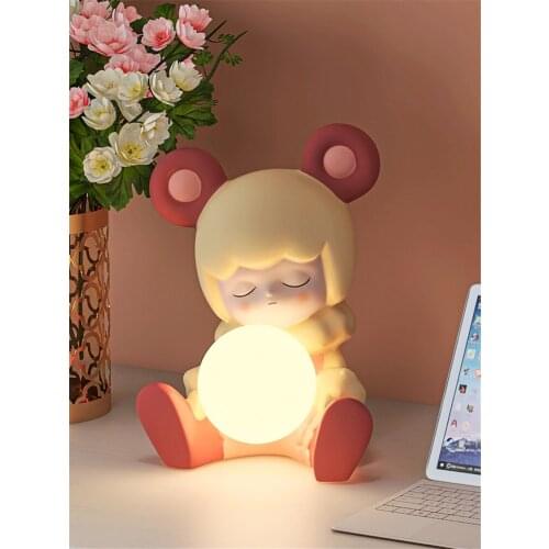 Nordic Cartoon Resin Doll Table Lamp Childrens Room Bedside Desk Lamp Girl Princess Bedroom Living Room Decoration Holiday Gift