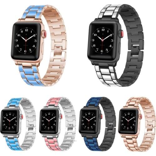 Compatible with Apple Watch Band 38mm 40mm 42mm 44mm SE 123456 Drop Glue On Stainless Steel Watch Bracelets