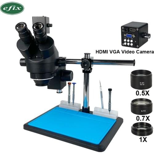 HDMI HD VGA Trinocular Stereo Microscope Simul-Focal SONY IMX307 1080P Digital Camera Phone PCB Soldering Repair Lab Industrial