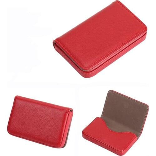 High Quality 1PC Business Card Holder PU Waterproof Solid Color Business Card Bag Magnetic Button Design