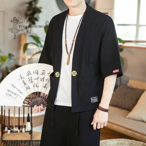 Japanese Kimonos Costumes Men Harajuku Samurai Style Japan Haori Cardigan Summer Traditional Print Loose Shirts Yukata Coats New