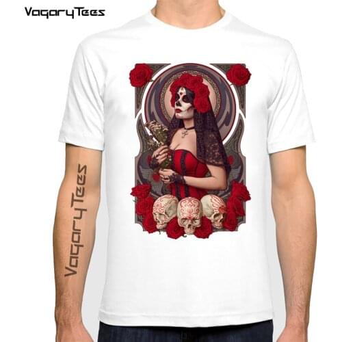 2021 Day of the Dead calavera sugar skull funny t-shirt men summer new white casual sweet Le Jour des Morts t shirt homme