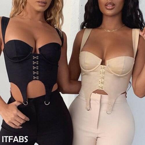 Women Girls Sexy Cool Fashion Sleeveless Solid Color Skinny Bandage Low Cut Push Up Club Beach Crop Tops Tank Tops