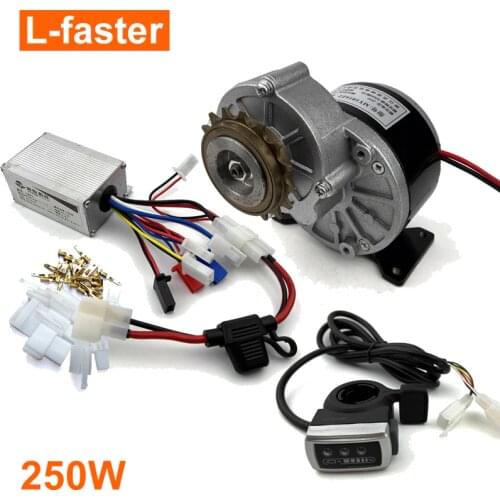 Freewheel 250W Electric Engine Gear Reduction With Bicycle Freewheel Sprocket 16T Brushed Controller With Thumb Accelerator