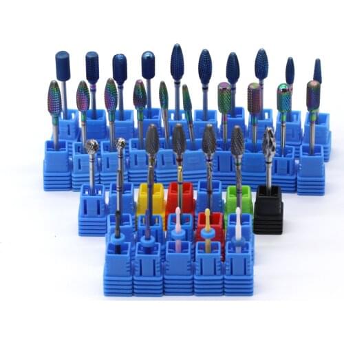 10PCS/Bag Diamond Ceramic Nail Drill Bit Rotate Burr Milling Nail Cutter Bits For Manicure Pedicure Tool Electric Drill Machine