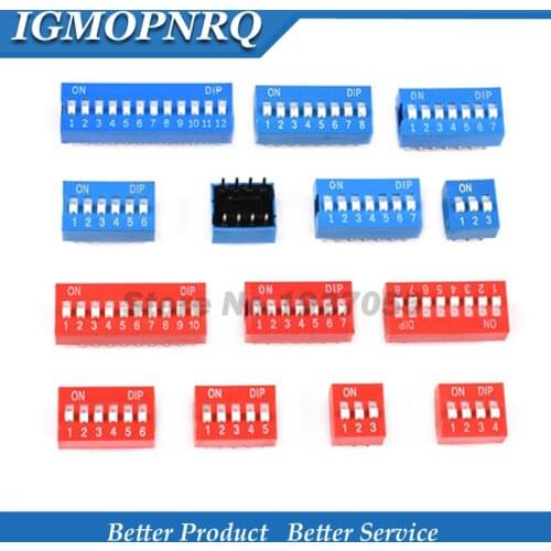 10PCS Blue red sliding switch module 1~12 bit positioning mode DIP2.54mm pitch toggle switch snapaction switch for PCB 6PIN 8PIN
