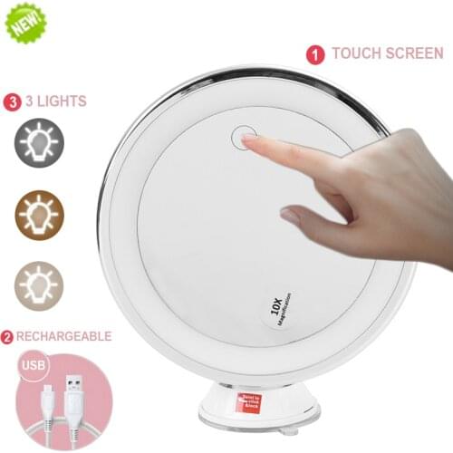 10X Magnifying Makeup Mirror Led Flexible Mirror Folding Vanity Mirror with LED Light Make up Cosmetic Mirrors Dropship