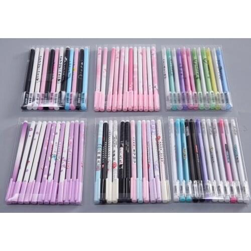12Pcs/set Novelty Gel Pens Cute Simple Pens Kawaii 0.5mm Neutral Pen For Kids Girls School Office Supplies Korean Stationery