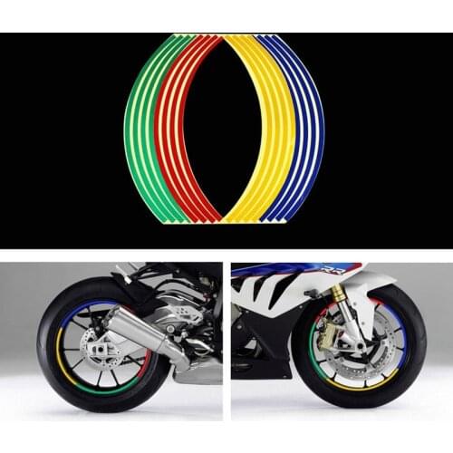 16 Pcs Strips Motorcycle Wheel Sticker Reflective Decals Rim Tape Bike Car Styling for YAMAHA HONDA SUZUKI BMW