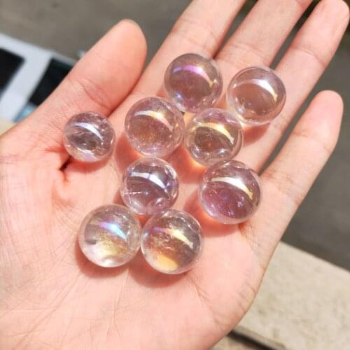 30pcs Natural Crystal Coating Halo Electroplating Quartz Crystal Ball Home Decoration For Meditation Fenshui Healing