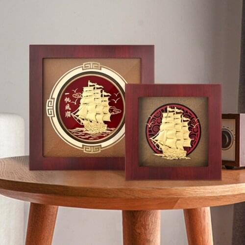 3D Sailboat Pictures 24k Gold Foil Painting Smooth sailing Gold Sailboat Desktop Crafts Wall art Pictures Home Office Decor Gift