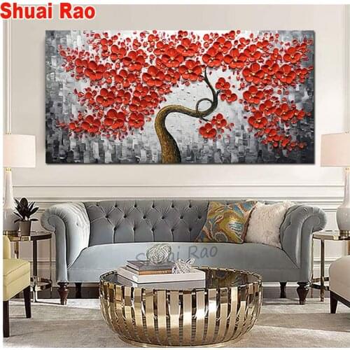 Full square round diamond embroidery red flower tree diy 5d diamond painting sale mosaic diamond needlework,Amazing artworks