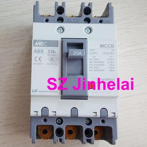 LS ABS33b Authentic Original ABS 33b Molded Case Circuit Breaker ABS-33B Air Switch 3P 6A/10A/16A/20A/30A