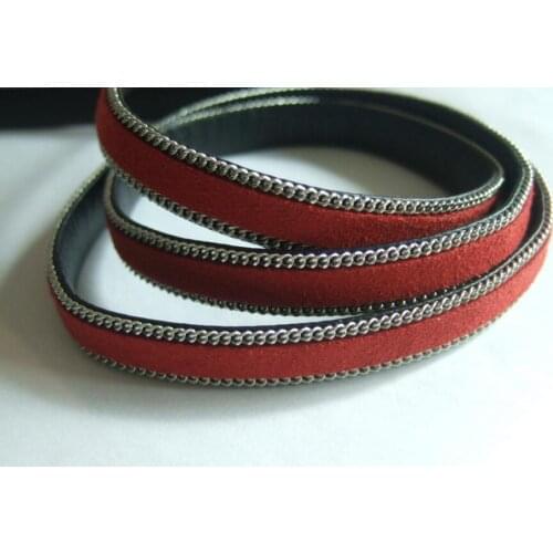 Free shipping 100meters Dark Red 10x2mm Flat Suede Leather cord , imitation flat leather cord 10mm