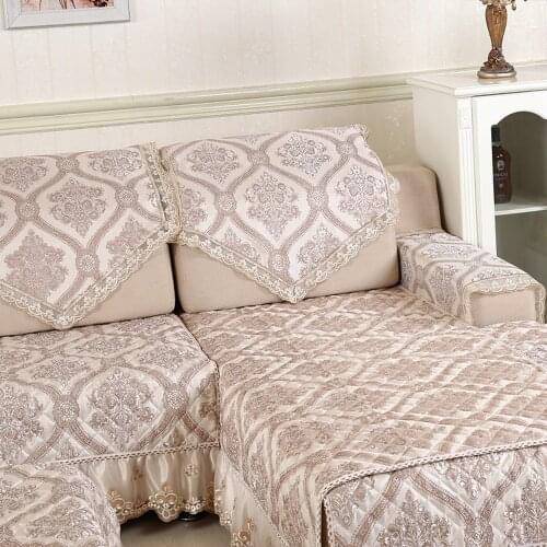 European Style Garden Sofa Cover Reliefs Flower Sofa Towel Slipcover Non-slip Cushion Backrest Armrest Sofa Set For Living Room