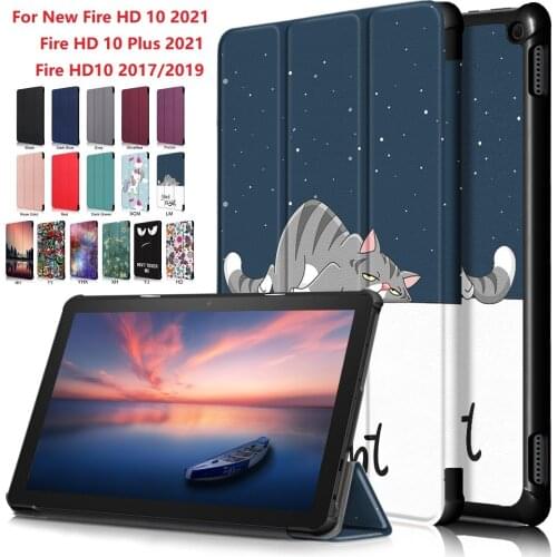 Case for All-New Kindle Fire HD 10 2021 Slim Lightweight Tri-fold Shell Multi-Angle Stand Cover for All-New Fire HD 10 Plus 2021