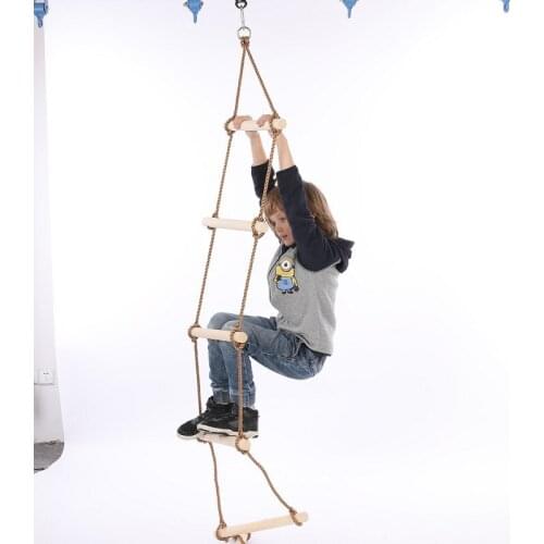 Wooden Ladder With Five Steps Outdoor Indoor Educational Toys Climbing Rocker Hanging Rope Indoor Fitness Equipment For Kid