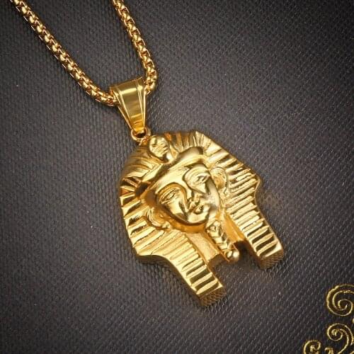 Personality Retro Titanium Steel Men Women Pendant Necklace Egyptian Pharaon Sphinx Pendant Necklace Trendy Creative Jewelry