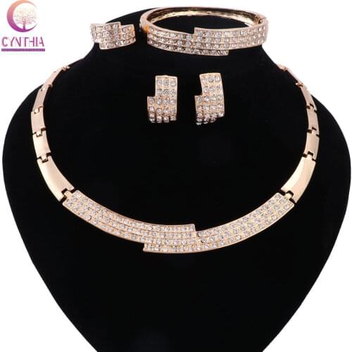 Fashion African Jewelry Sets Gold Color Crystal Wedding Women Bridal Accessories Nigerian Woman Wedding Party Jewelry Set