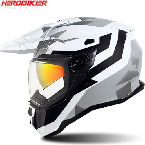 Motorcycle Trip Full Face Helmet Off-road Double Lens Removable Lining Breathable Outdoor Cycling ECE Certification Motocross